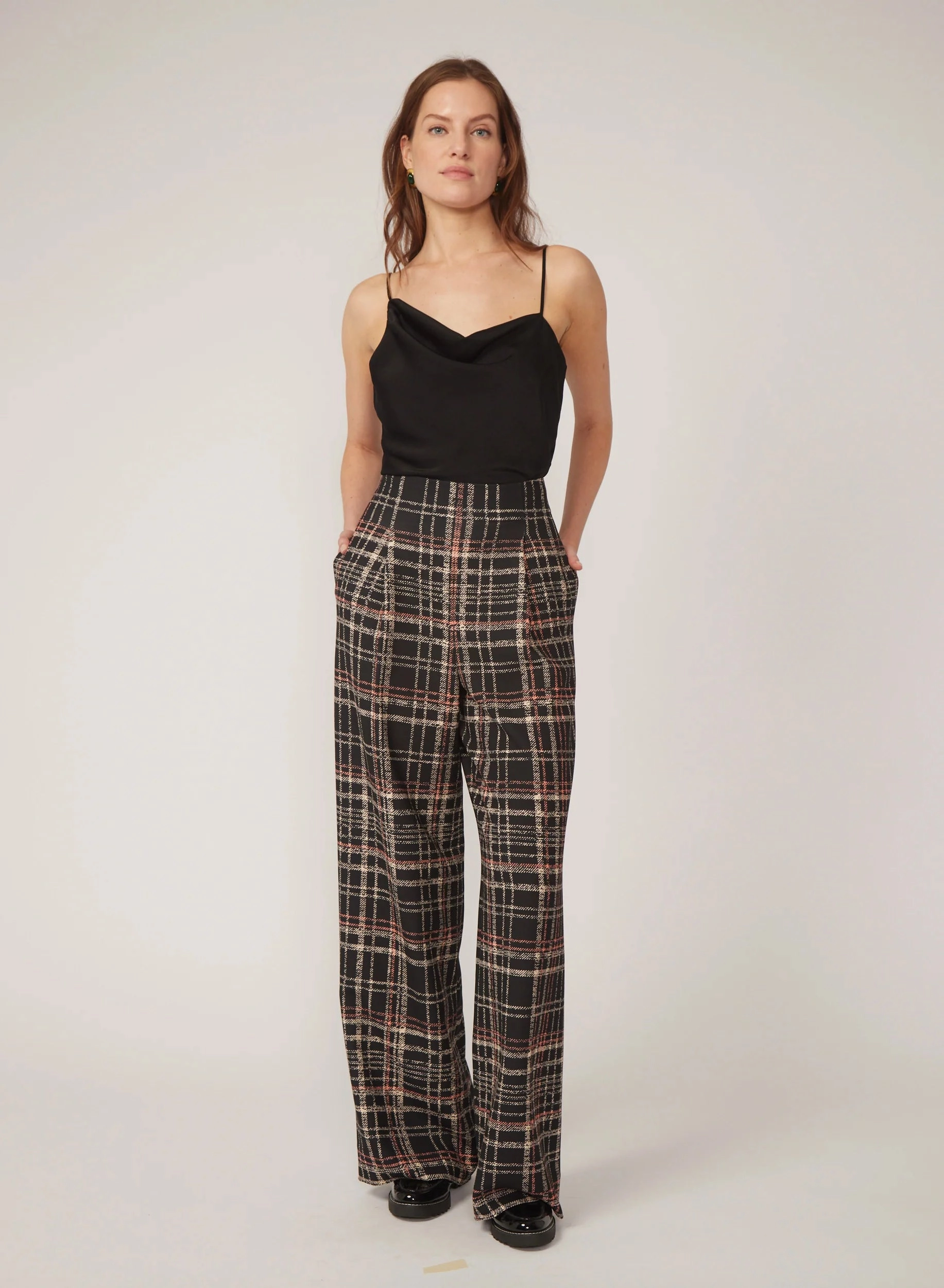 Effortless Comfort Performance Ready Milena Pant in Black Plaid