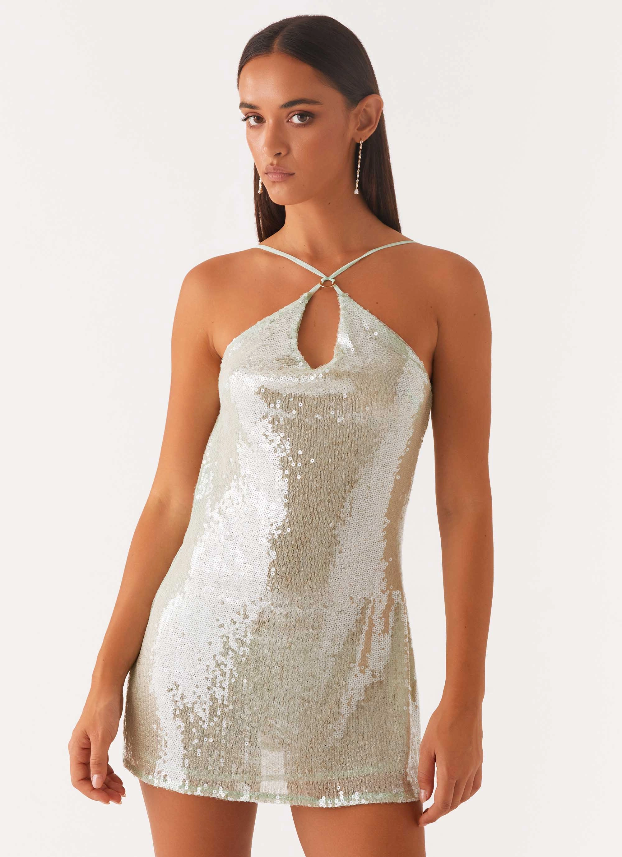 Radiant Energy Cowl Back Mini Dress - Mint Everyday Look