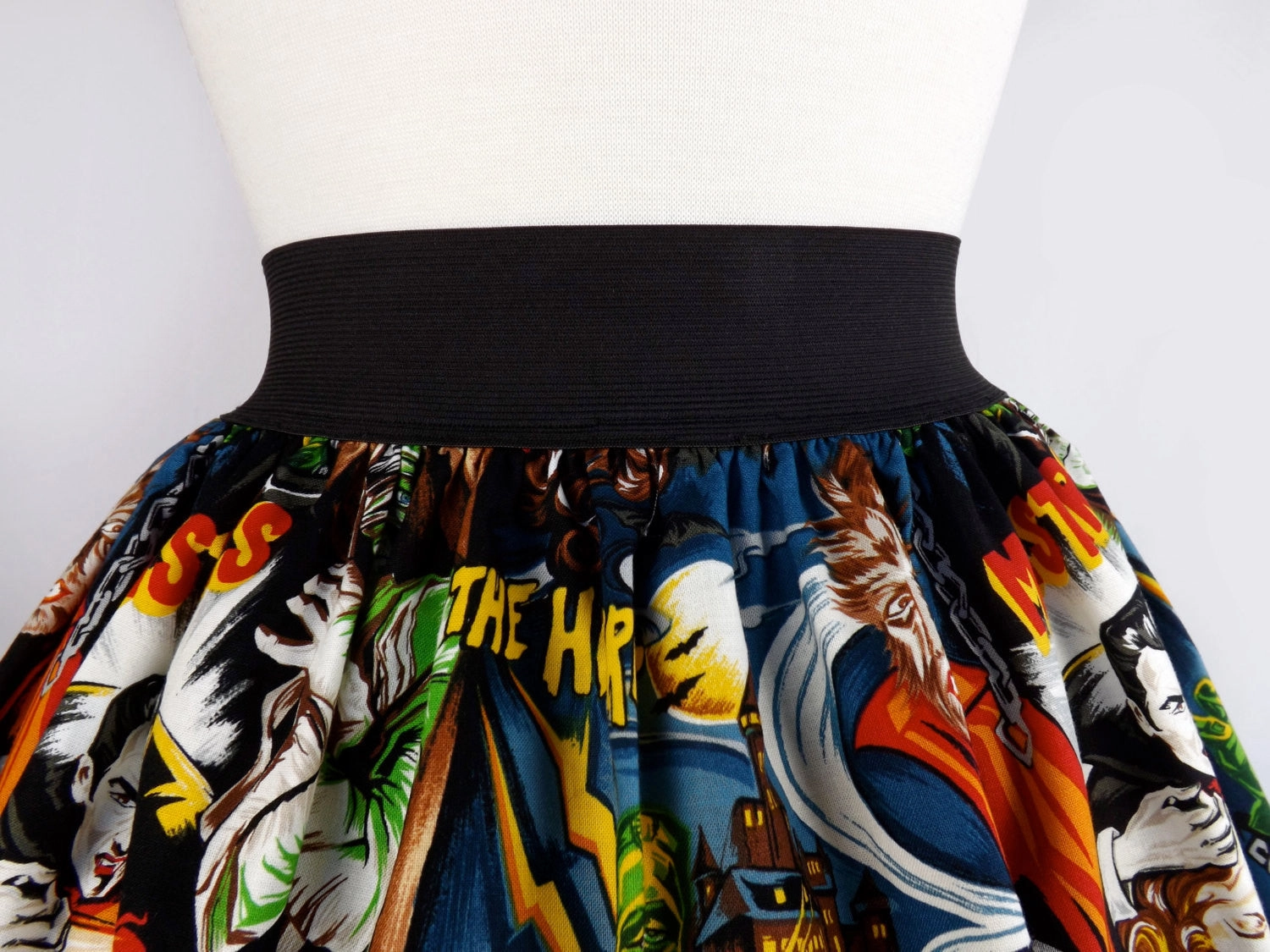 Pinup Hollywood Monsters A-line pleated Skirt #S-AP712 Sustainable