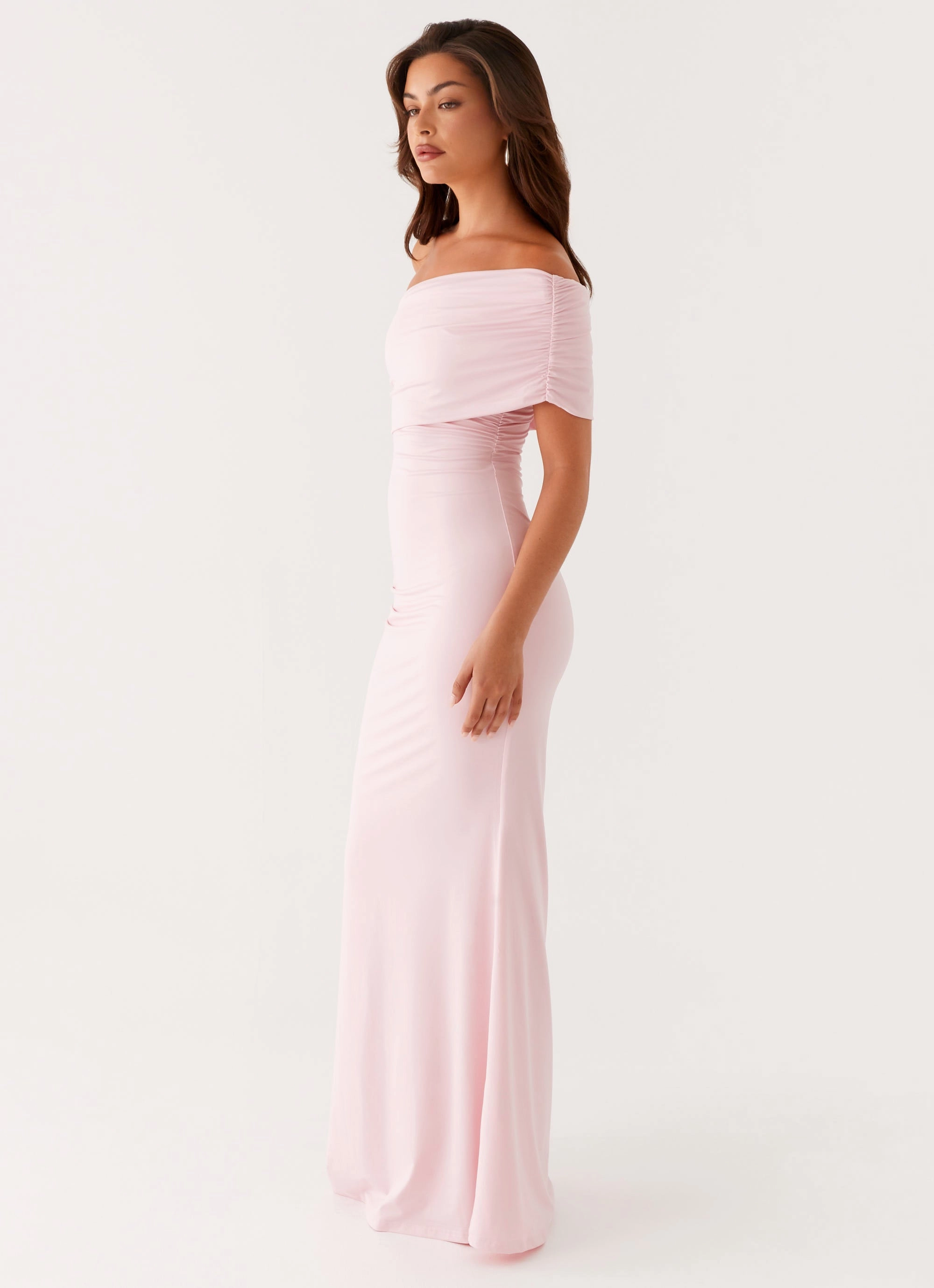 Square-Neck Formal-look Socialite Maxi Dress - Pink