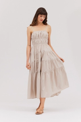 Perfect Proportion Smart and Relaxed MORGAN TIERED MIDI DRESS