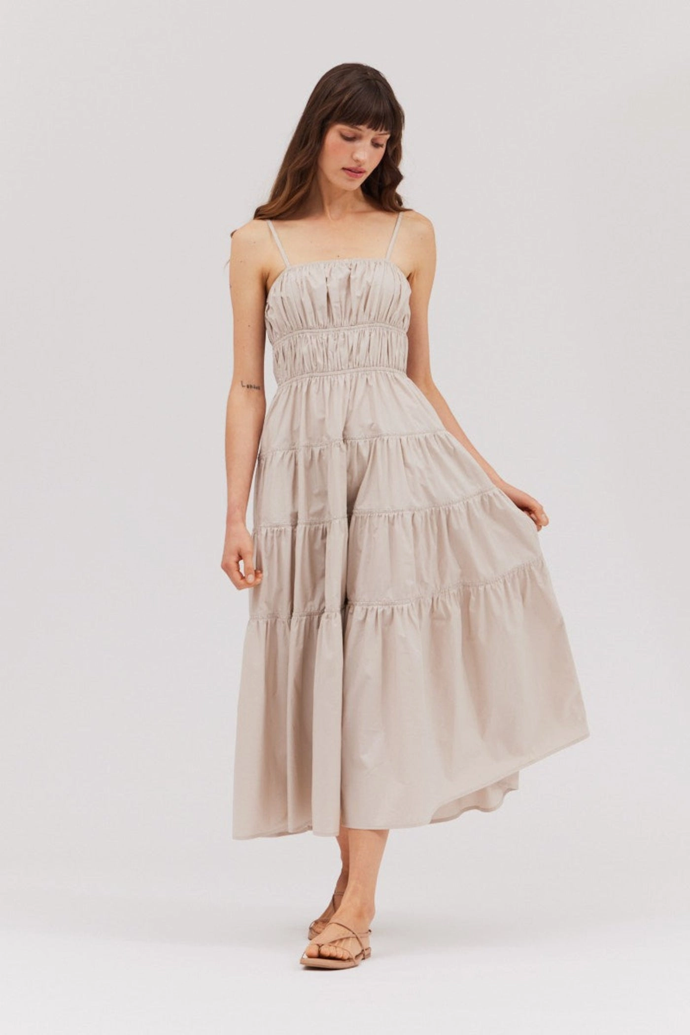 Perfect Proportion Smart and Relaxed MORGAN TIERED MIDI DRESS
