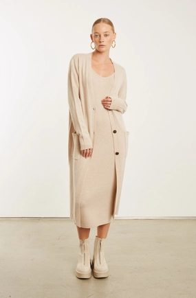 Oat Cashmere Long Cardigan Sporty T-shirt Biodegradable Fiber Blend