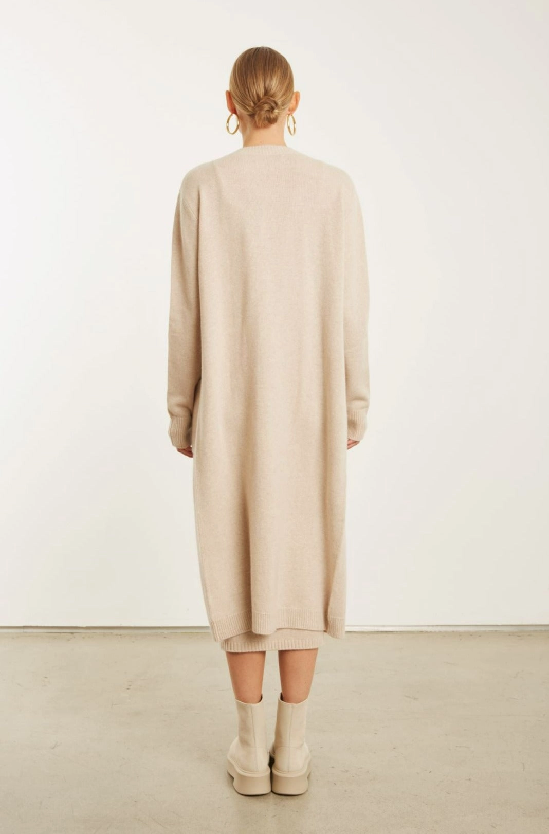 Sporty Tee Oat Cashmere Long Cardigan