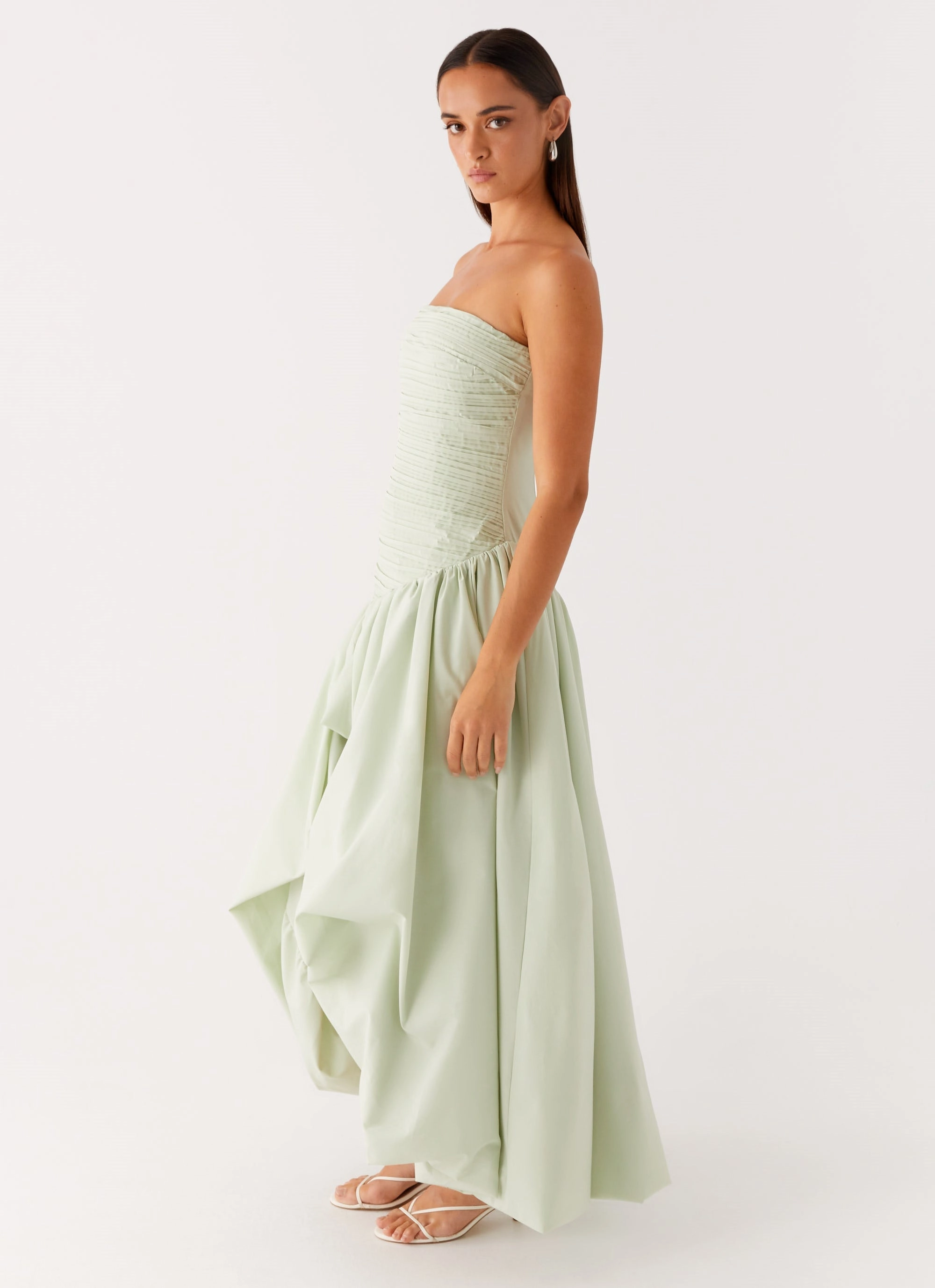 Misa Bubble Maxi Dress - Mint Lightweight Fabric