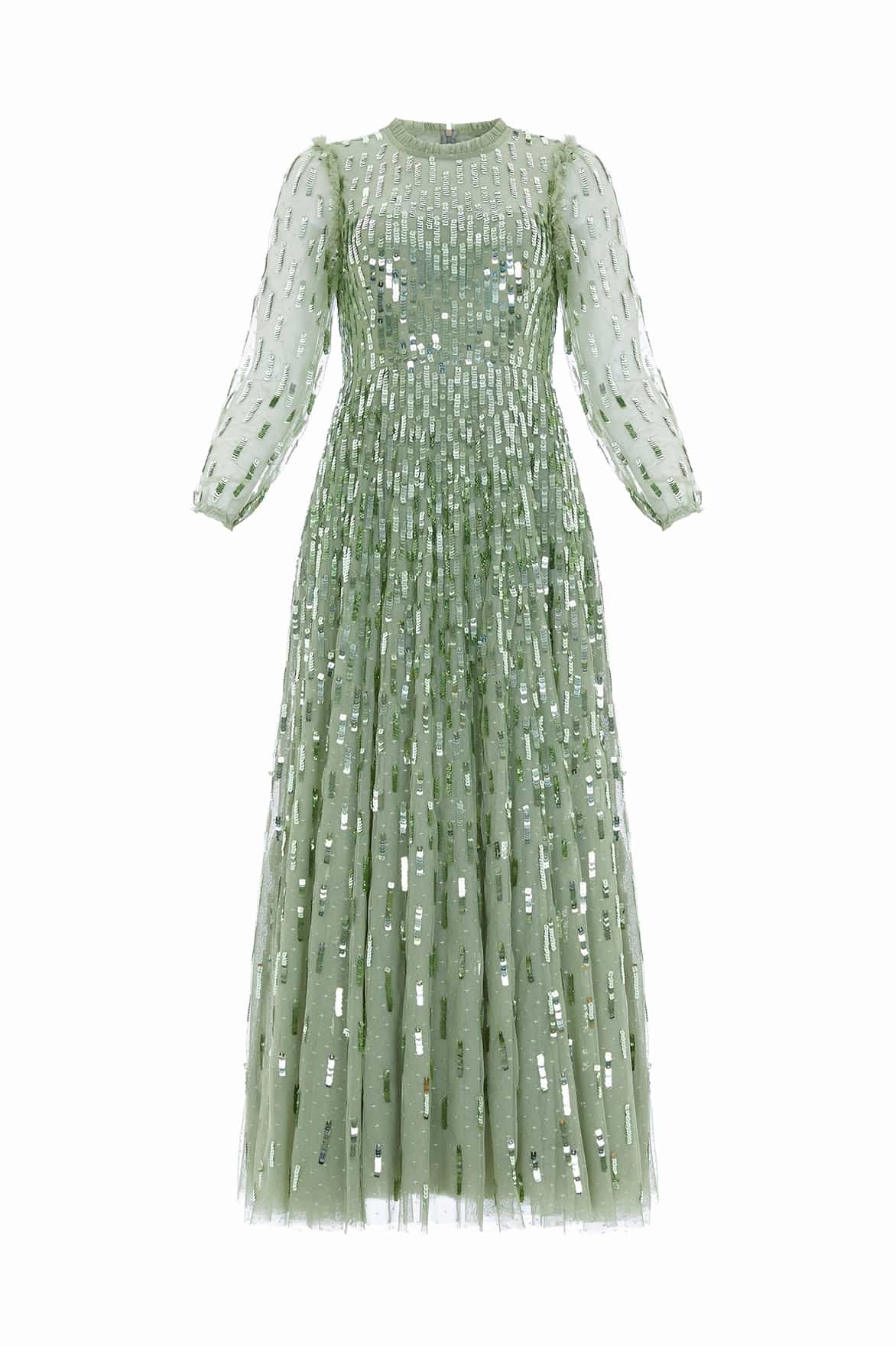 Sequin Dash Long Sleeve Ankle Gown Comfortable and Fashionable Understated Glam