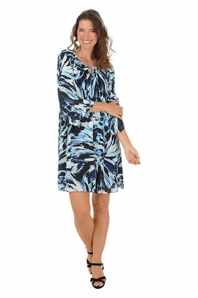 Shoreline Seafoam Keyhole Neck Pleated Dress Dream Look Trendy Comfort