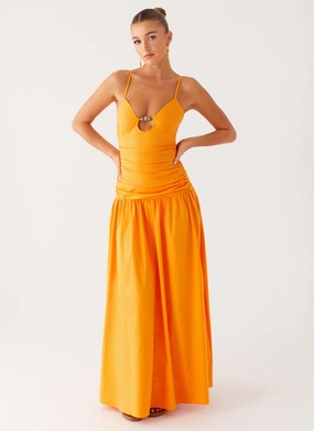 Avani Maxi Dress - Orange Draped-Style