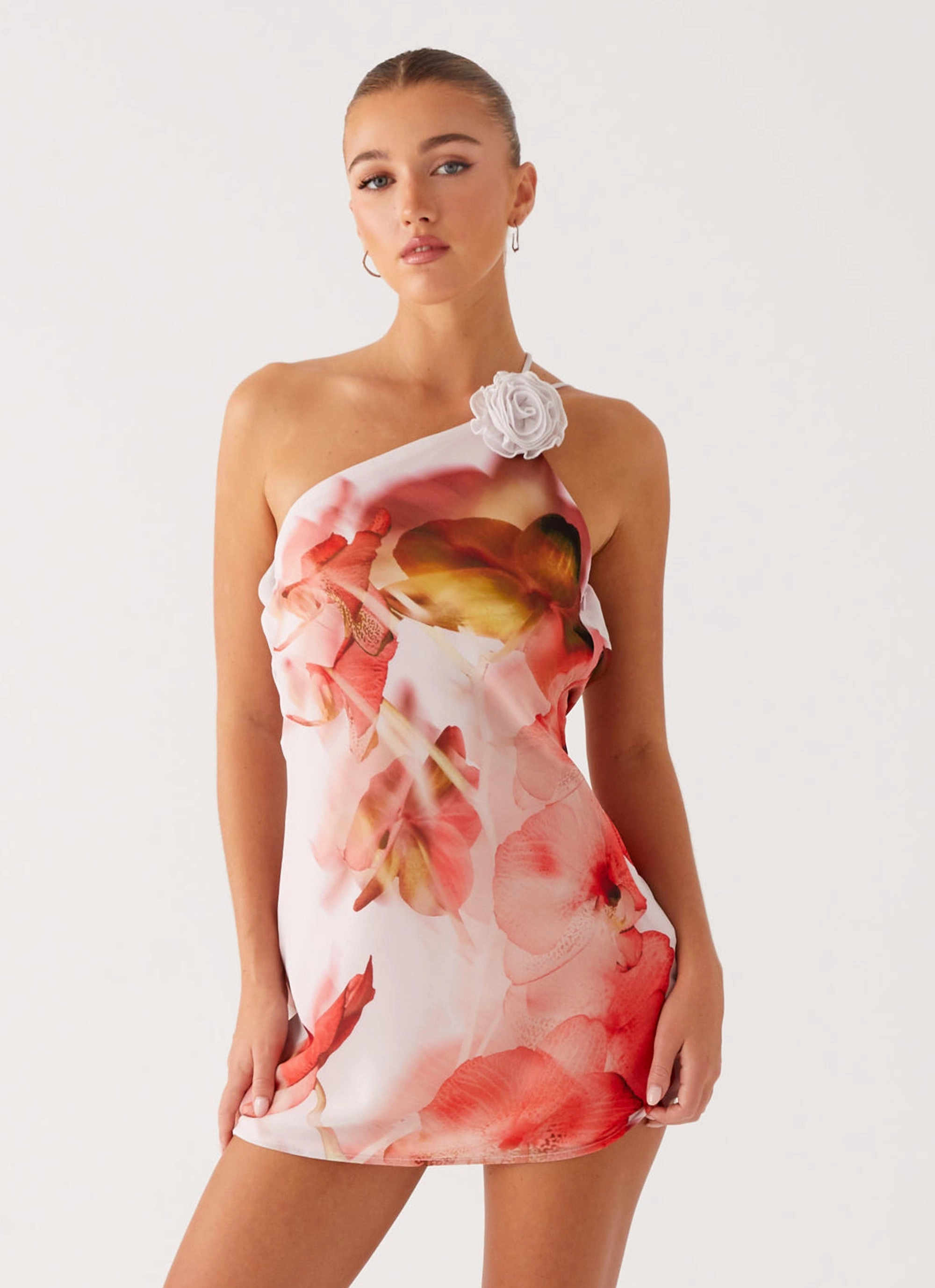 Subtle Flow Luxury-Fabric Kia Mini Dress - Peach Rose