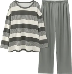 Sleepwear for Women Women Pajama Set Print Long Sleeve Cotton Tops Pants Trouser Sleepwear Soft 2 Piece Loungewear