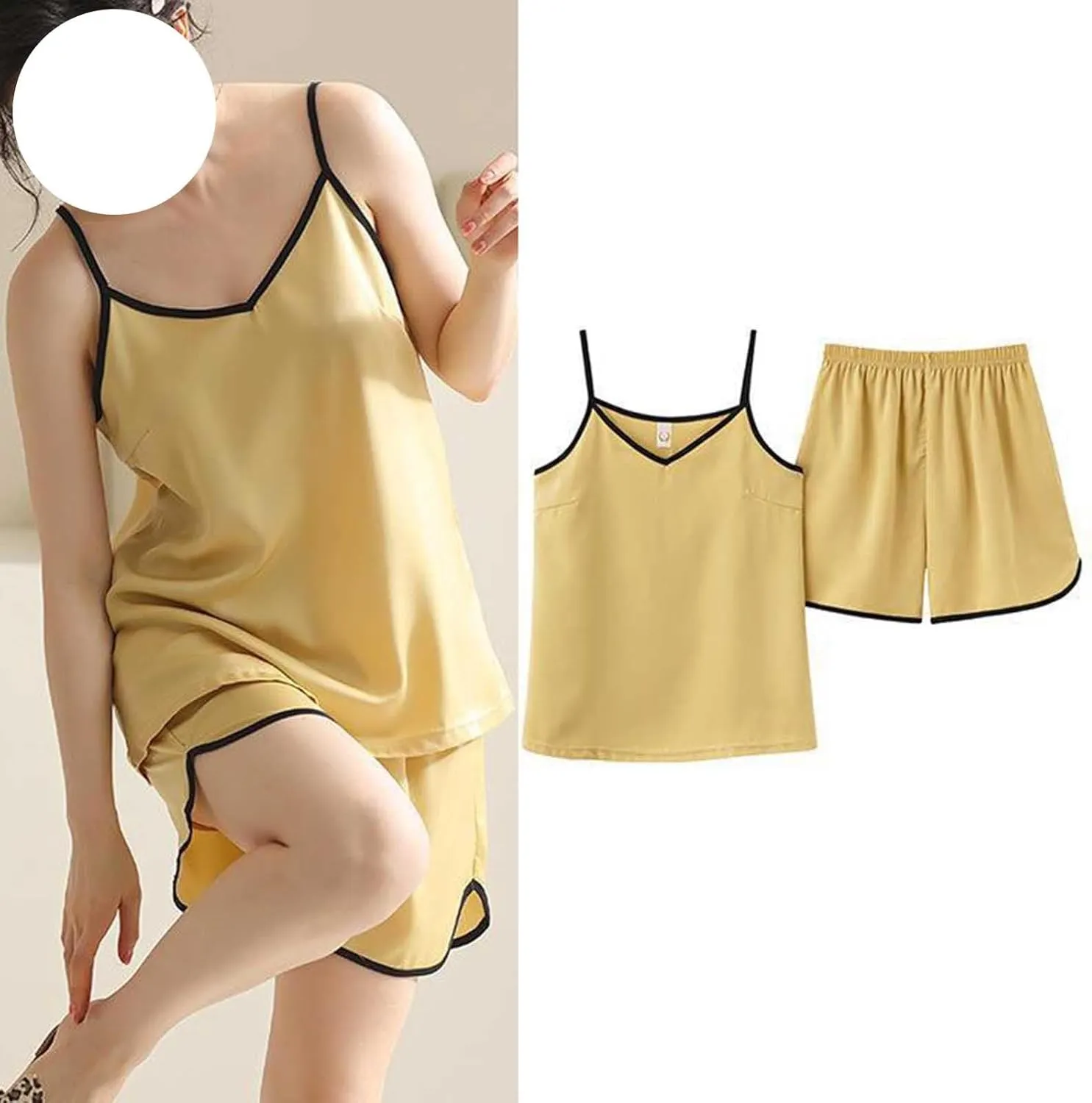 Sleepwear Sets for Women Spaghetti Strap Cami Nightwear and Shorts Lightweight Comfy Loose Casual 2 Piece Pajamas Set