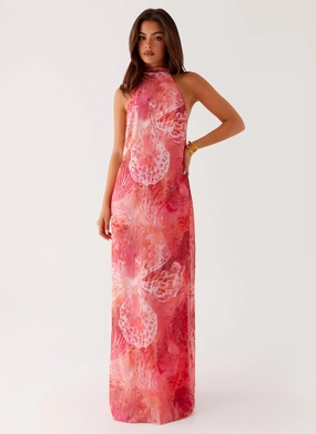 Clear Blush Elegant Motion California Maxi Dress - Flamingo Fling