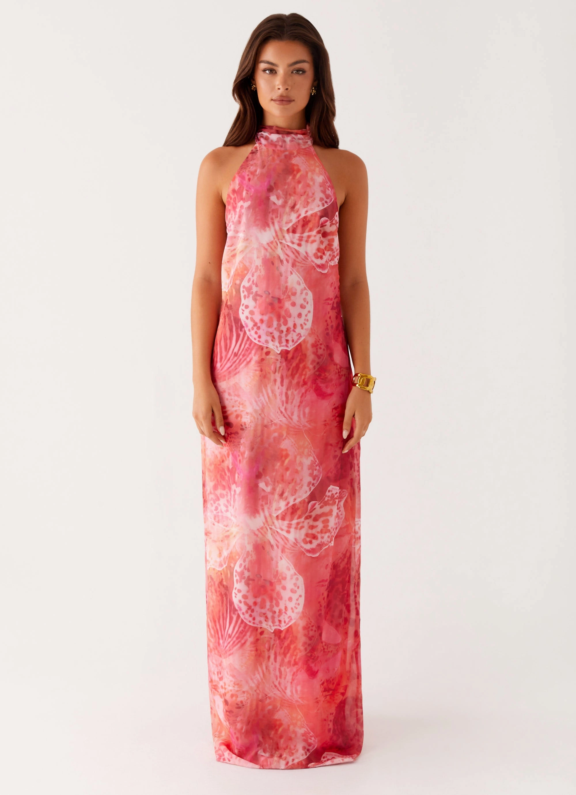 Polished Design Sleeveless Cut California Maxi Dress - Flamingo Fling