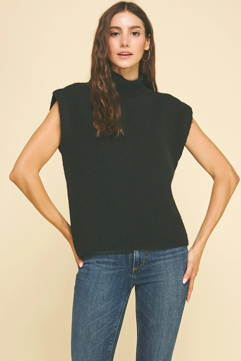 Compression Fit Technology Sleeveless Sweater in Black