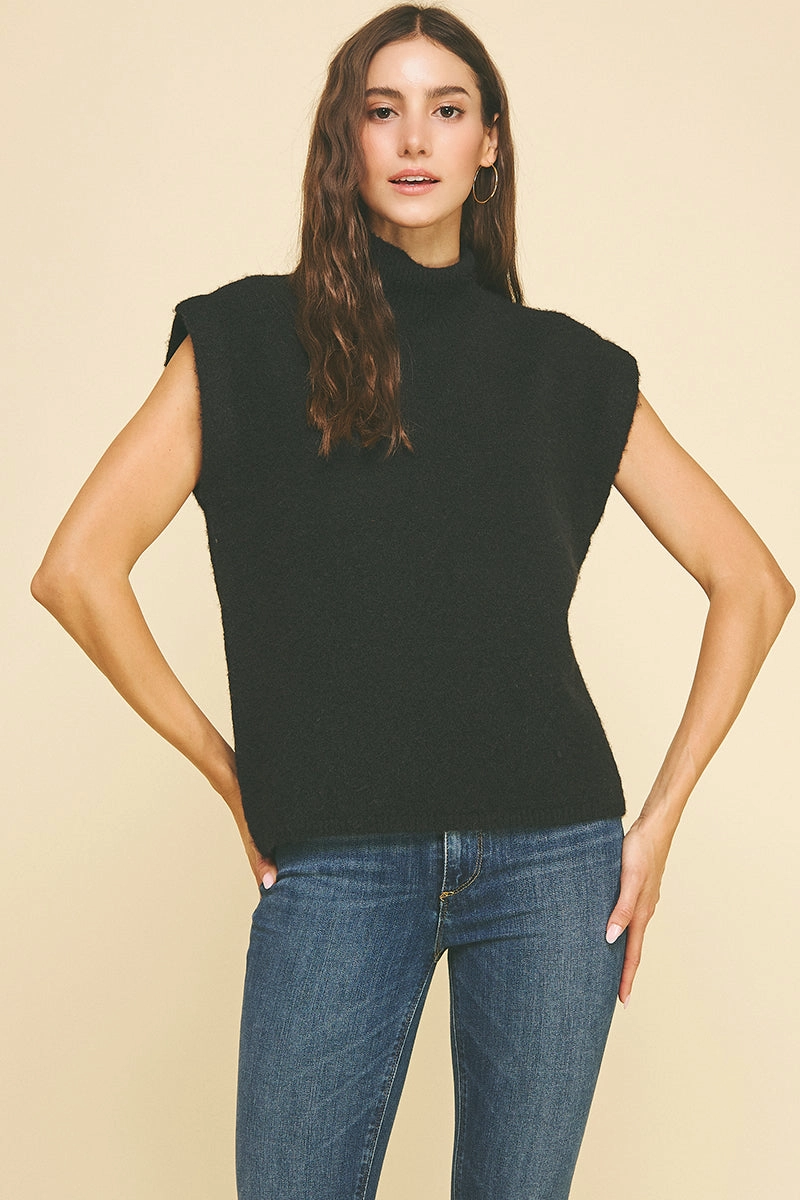 Sleeveless Sweater in Black All Day Comfort AntiStatic Coating