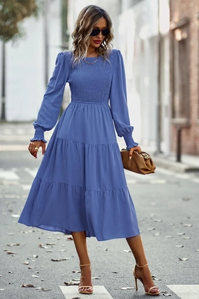 Dreamy Texture Olive Fresh SLIM FIT WAIST CASUAL DRESS