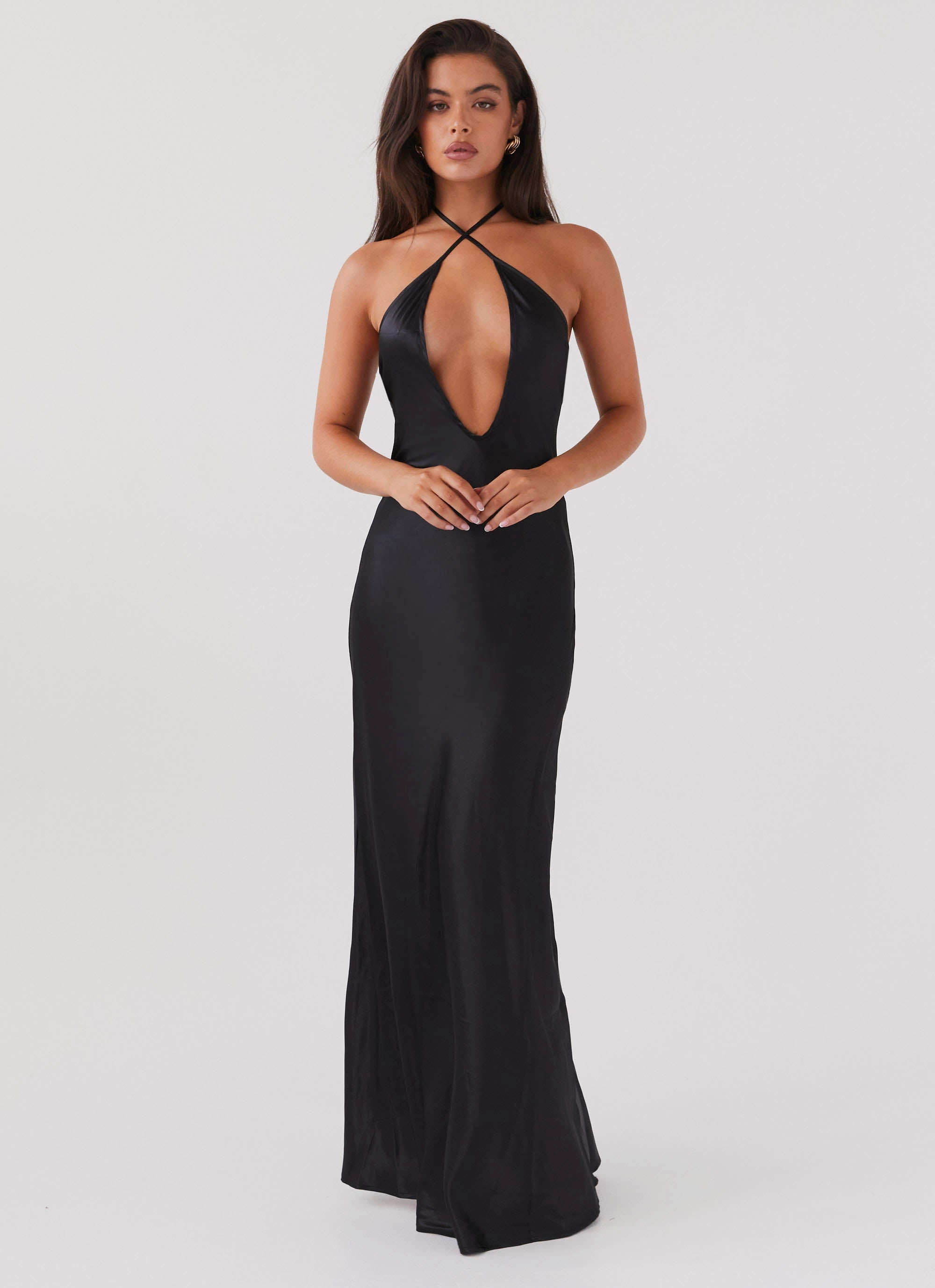 Stylish Look Minimalist Style Noir Symphony Maxi Dress - Black