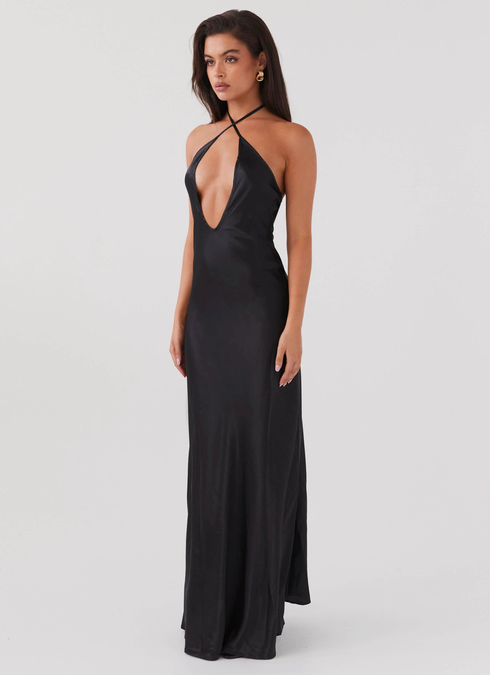 Noir Symphony Maxi Dress - Black Soft-touch daywear
