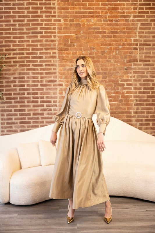 Dreamy Simplicity Layered Look Emmeline Gold Dress
