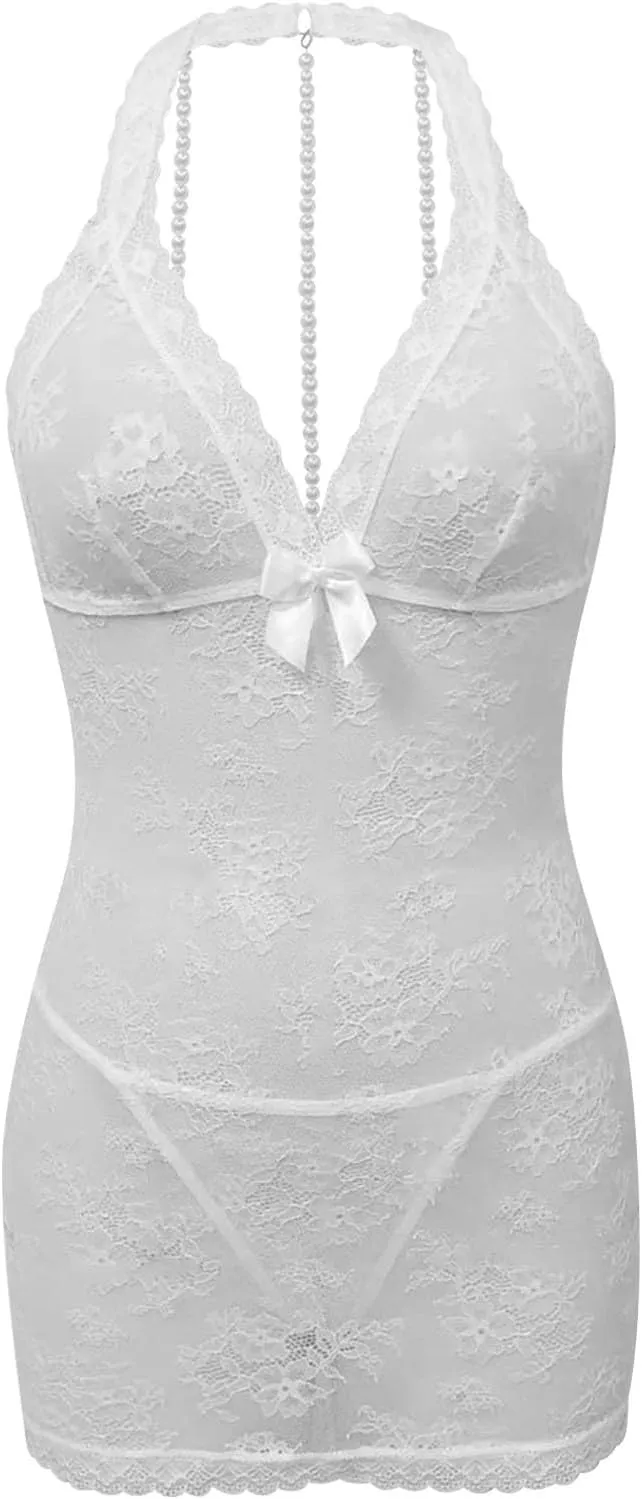 Slip Dress With Accessories For All Seasons Elegant Sleepwear Women Lingerie Lace Nightwear For Home Use Lingerie