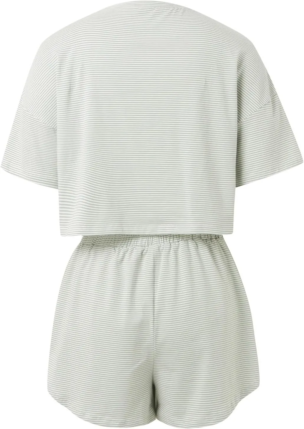Slit Shorts Pj Set,Womens Striped Pajamas Set Two Piece Striped Print Short Sleeve Tee and Side Split Loungewear Shorts Set