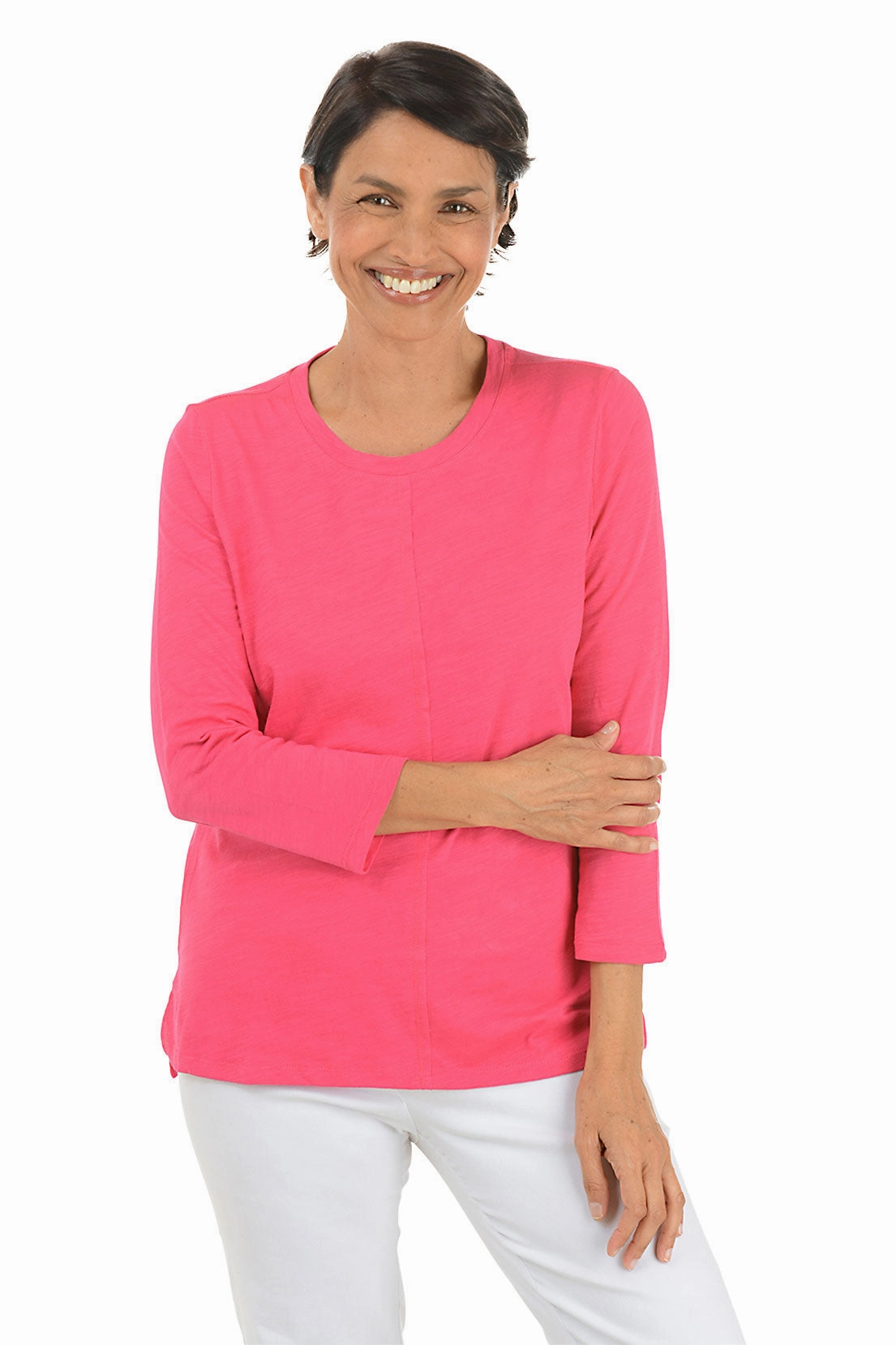FadeResistant Coating Temperature Regulating Fabric Slub Knit Organic Cotton Top