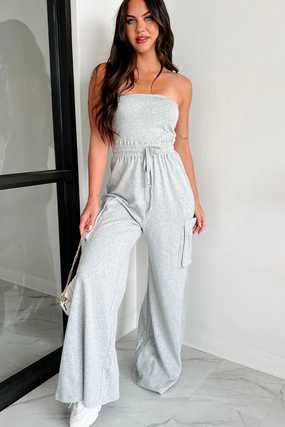 Comfortable Places Strapless Jumpsuit (Heather Grey) Tear Resistant Weave