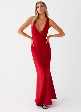 Slyvia Maxi Dress - Red Silky Form