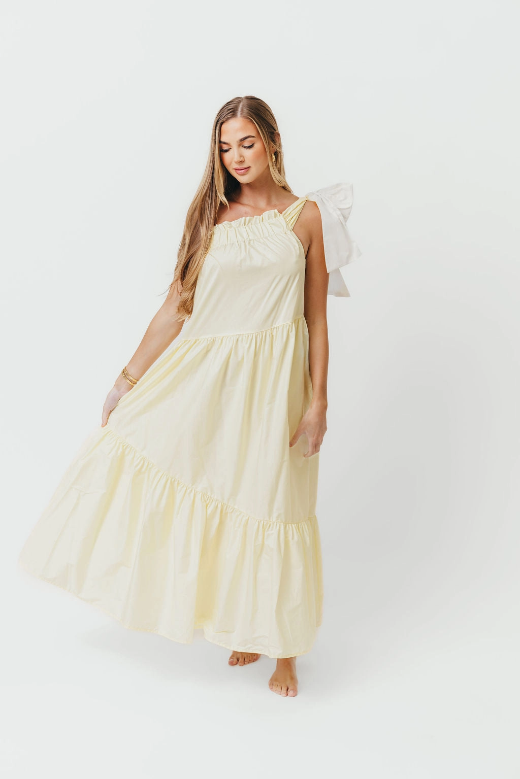 Jordan One-Shoulder Maxi Dress in Vanilla - Bump Friendly *Final-Sale* Soft Silhouette