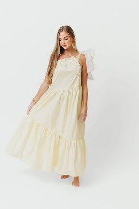 Jordan One-Shoulder Maxi Dress in Vanilla - Bump Friendly *Final-Sale* Soft Silhouette