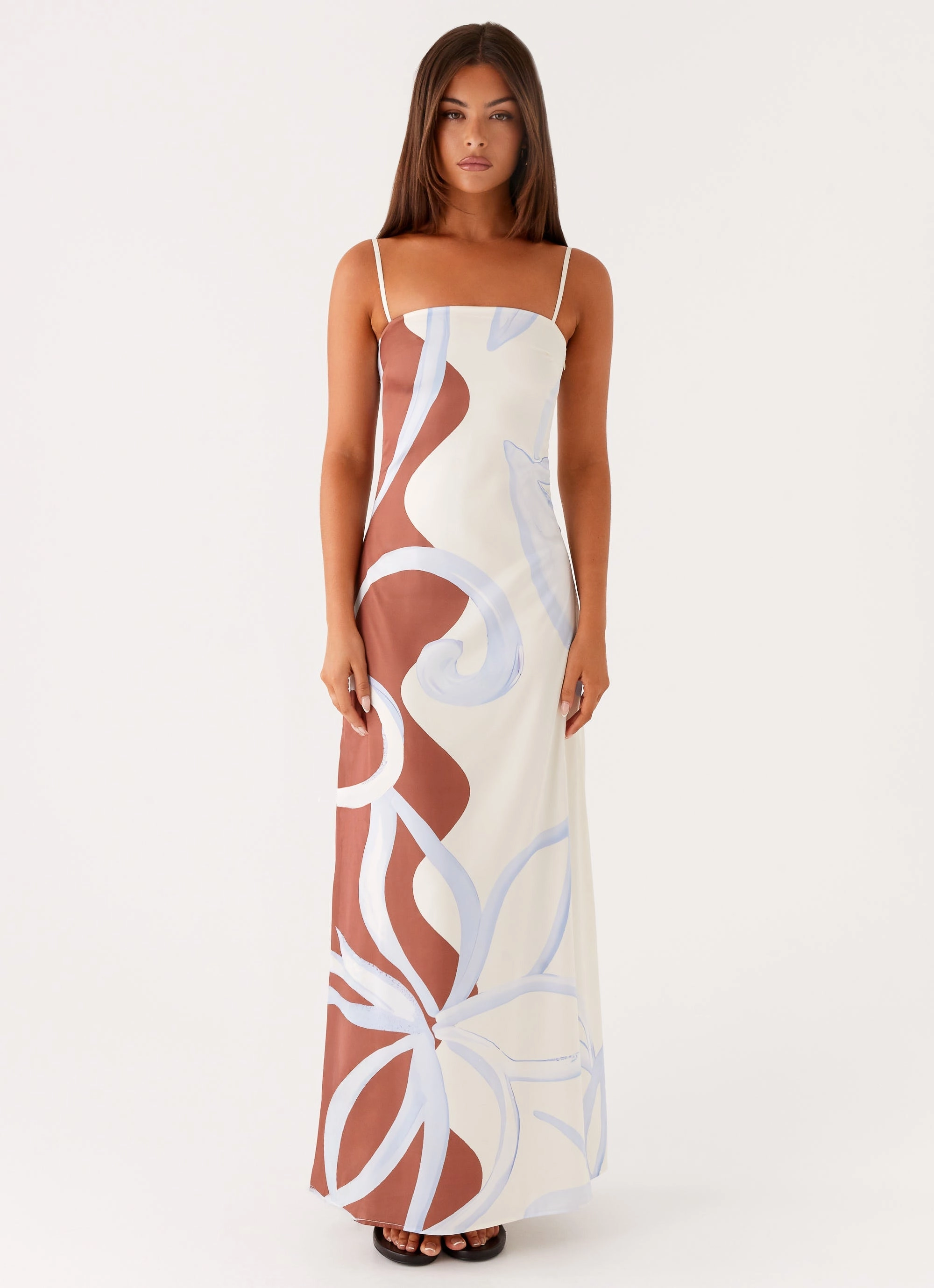 Peace View Elegant Simplicity Aster Bloom Maxi Dress - Bloom Wave Print
