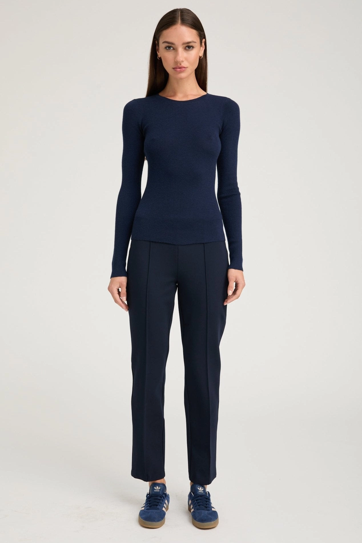 Navy Casanova Sophia Leggings with Pintucks Casual Movement Durable Seam Construction