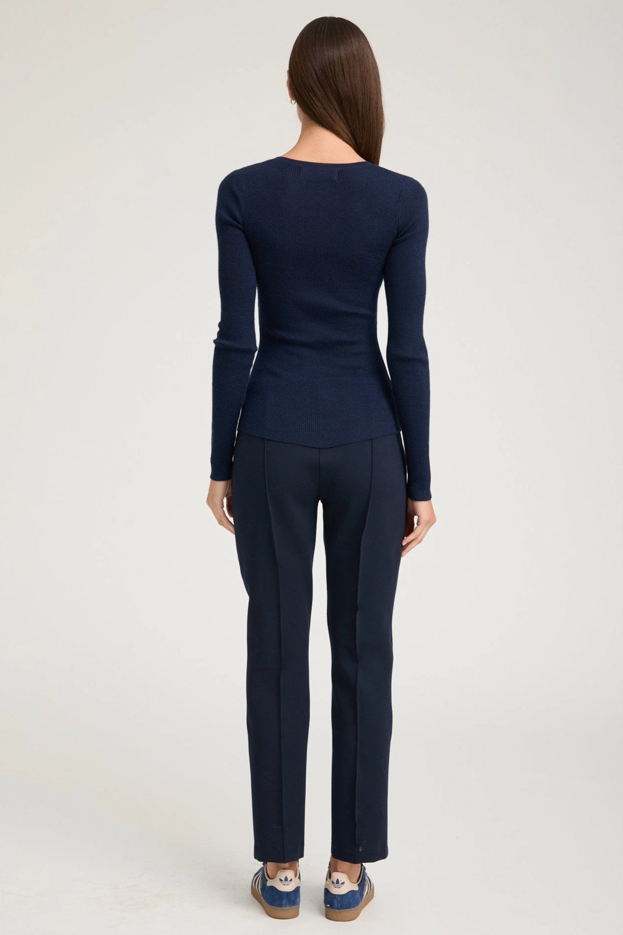 Navy Casanova Sophia Leggings with Pintucks Durable Hem