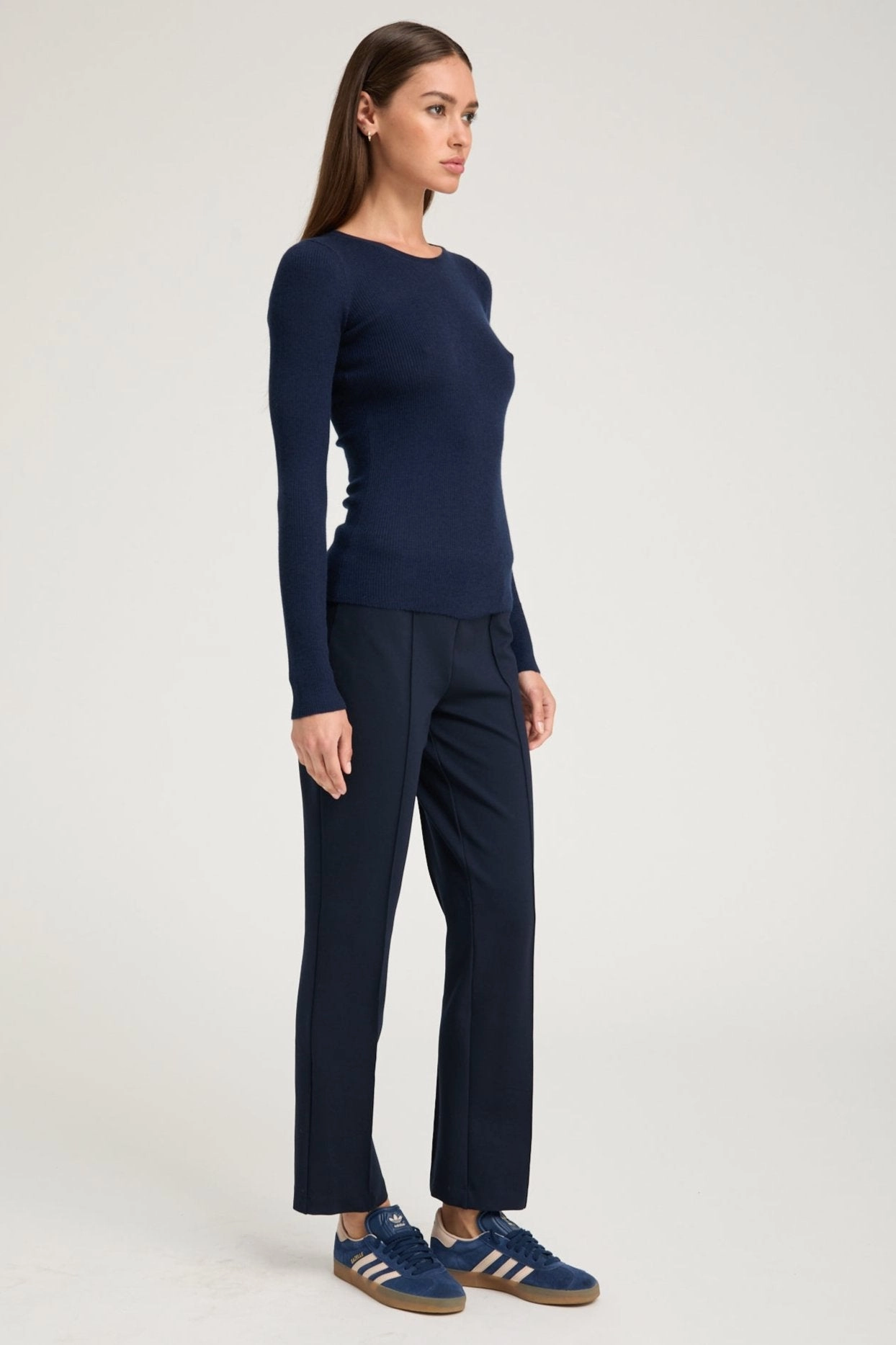 Temperature Regulating Fabric Navy Casanova Sophia Leggings with Pintucks