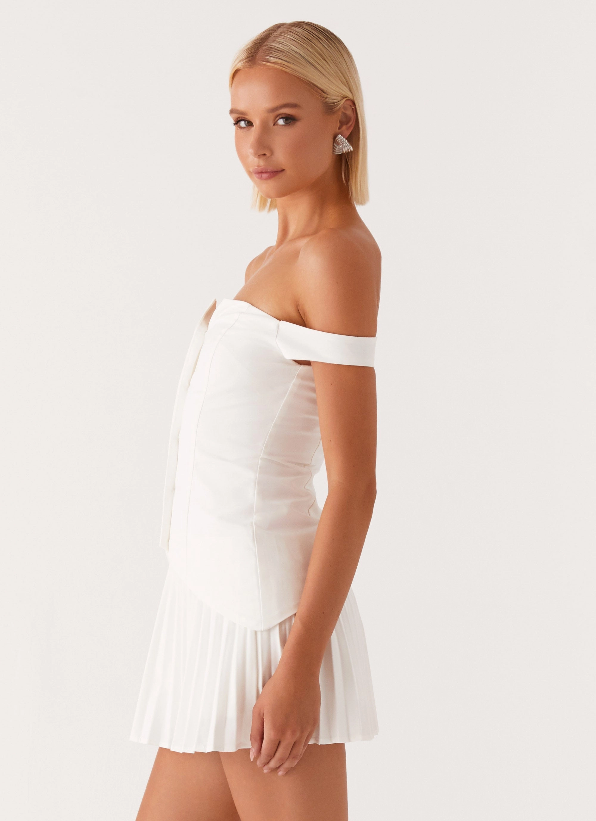 Twisted Skies Off Shoulder Mini Dress - Off White flattering appearance Work Ease