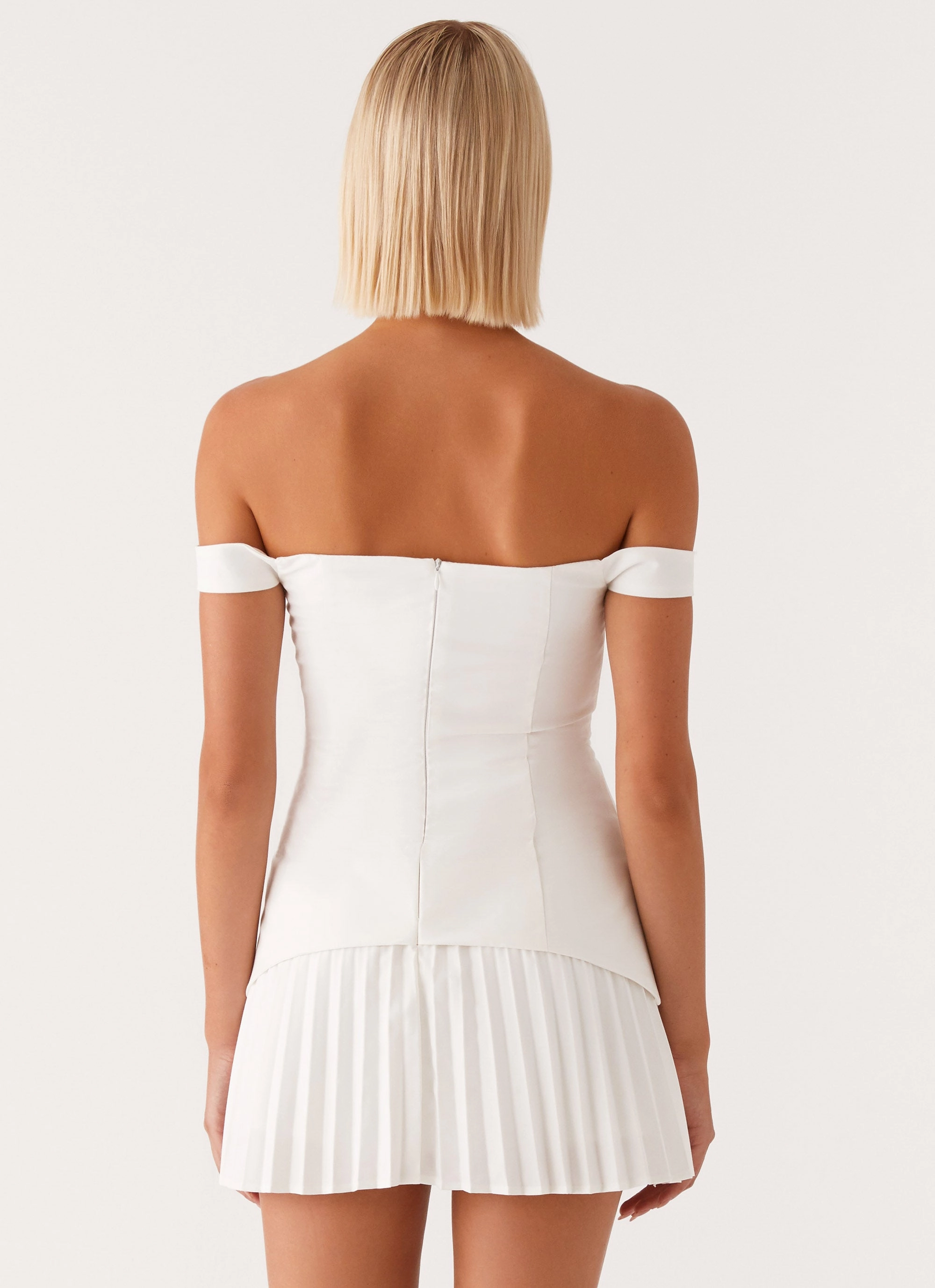 summer breeze Tear-resistant Twisted Skies Off Shoulder Mini Dress - Off White
