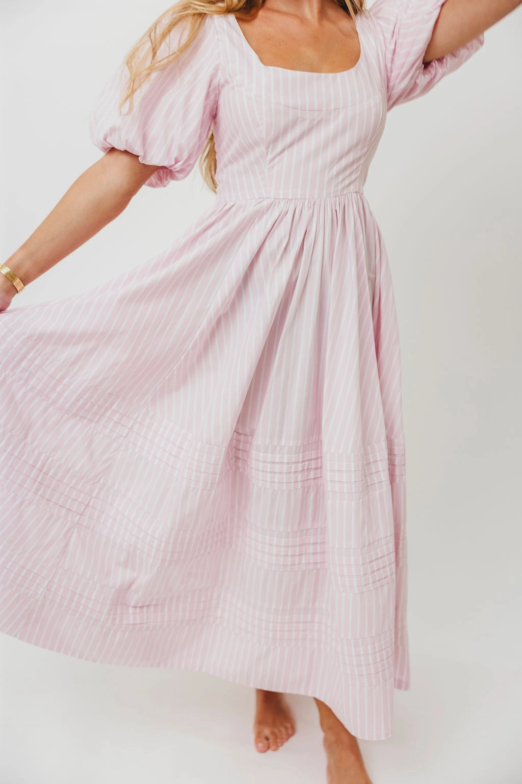Abby 100% Cotton Midi Dress in Pink *Final-Sale* Stylish party wear