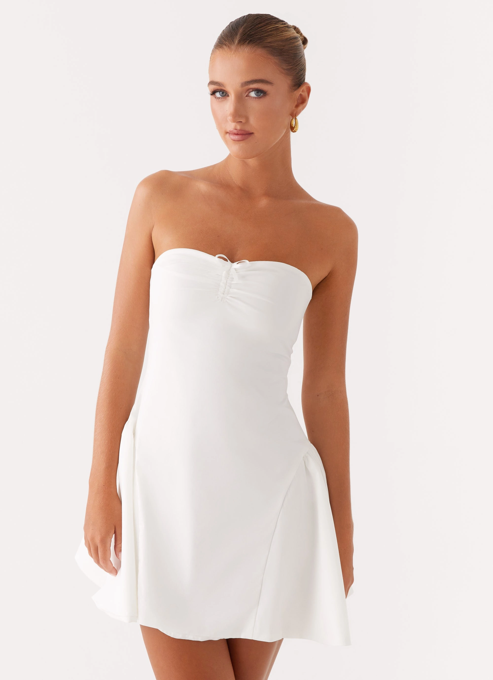 Lucille Mini Dress - White Sleek Waist