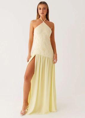 Perfectly Crafted Janelle Beaded Maxi Dress - Yellow