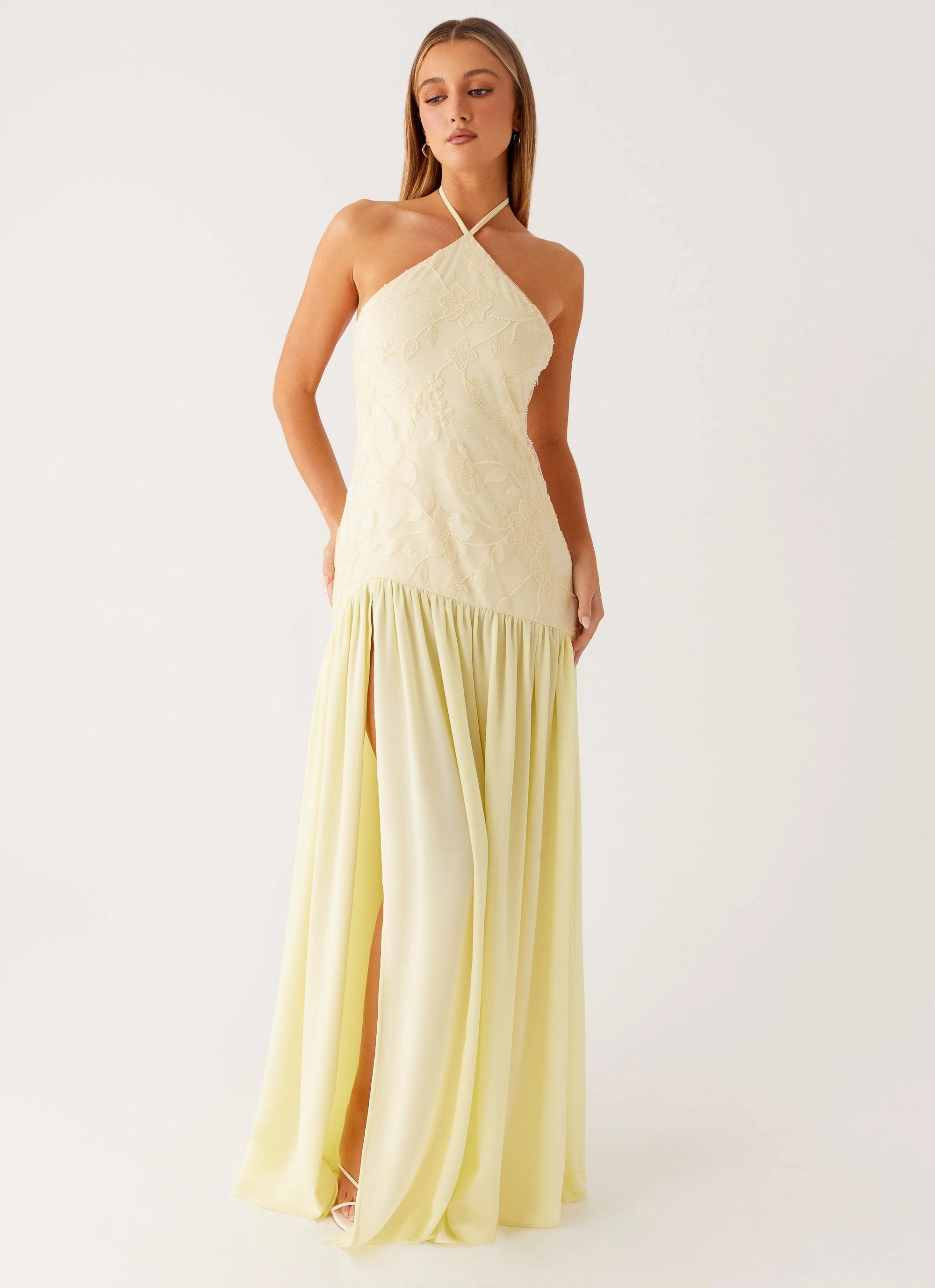 Move Free Work Mood Janelle Beaded Maxi Dress - Yellow