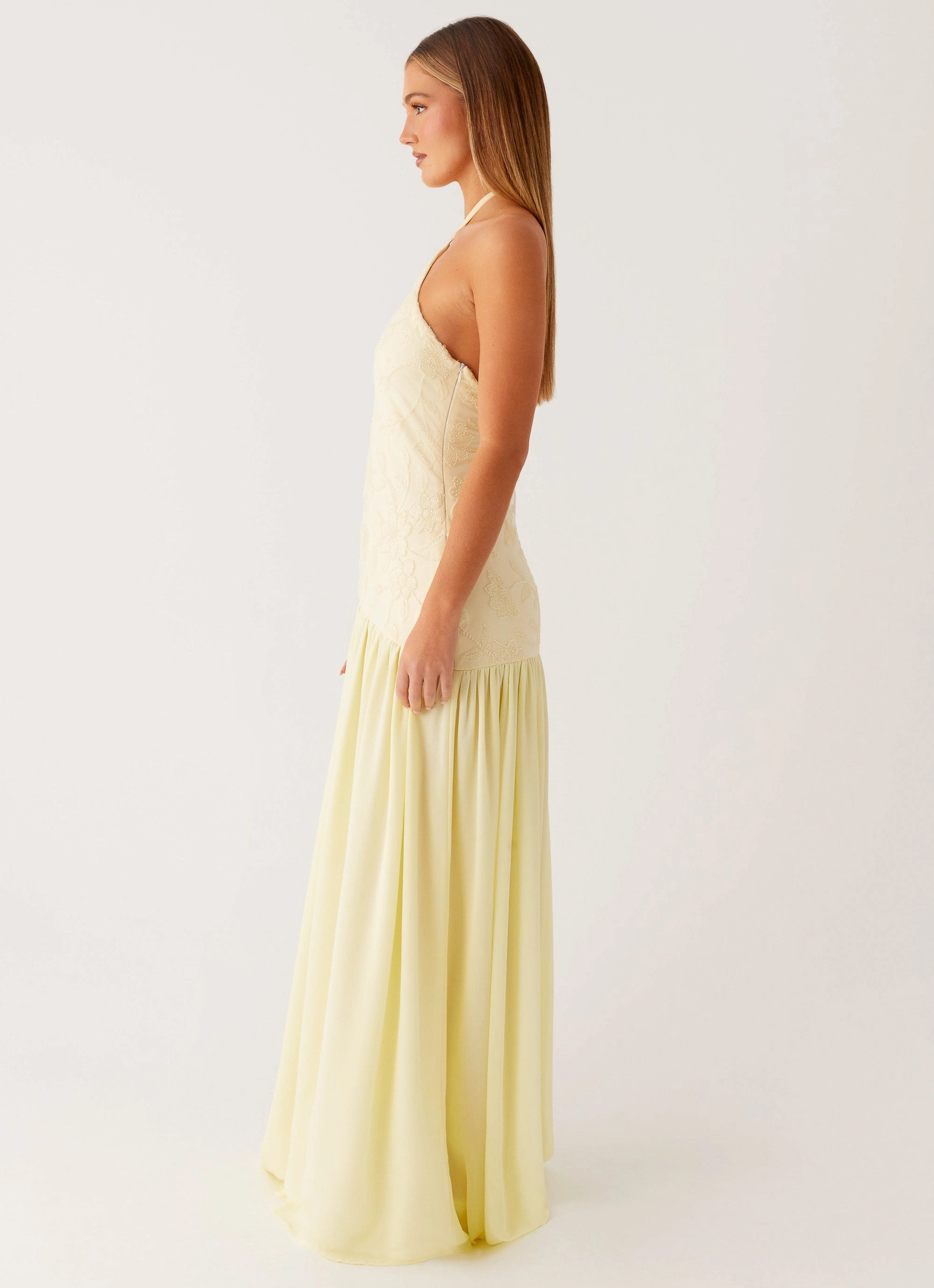 Janelle Beaded Maxi Dress - Yellow Euro Ease