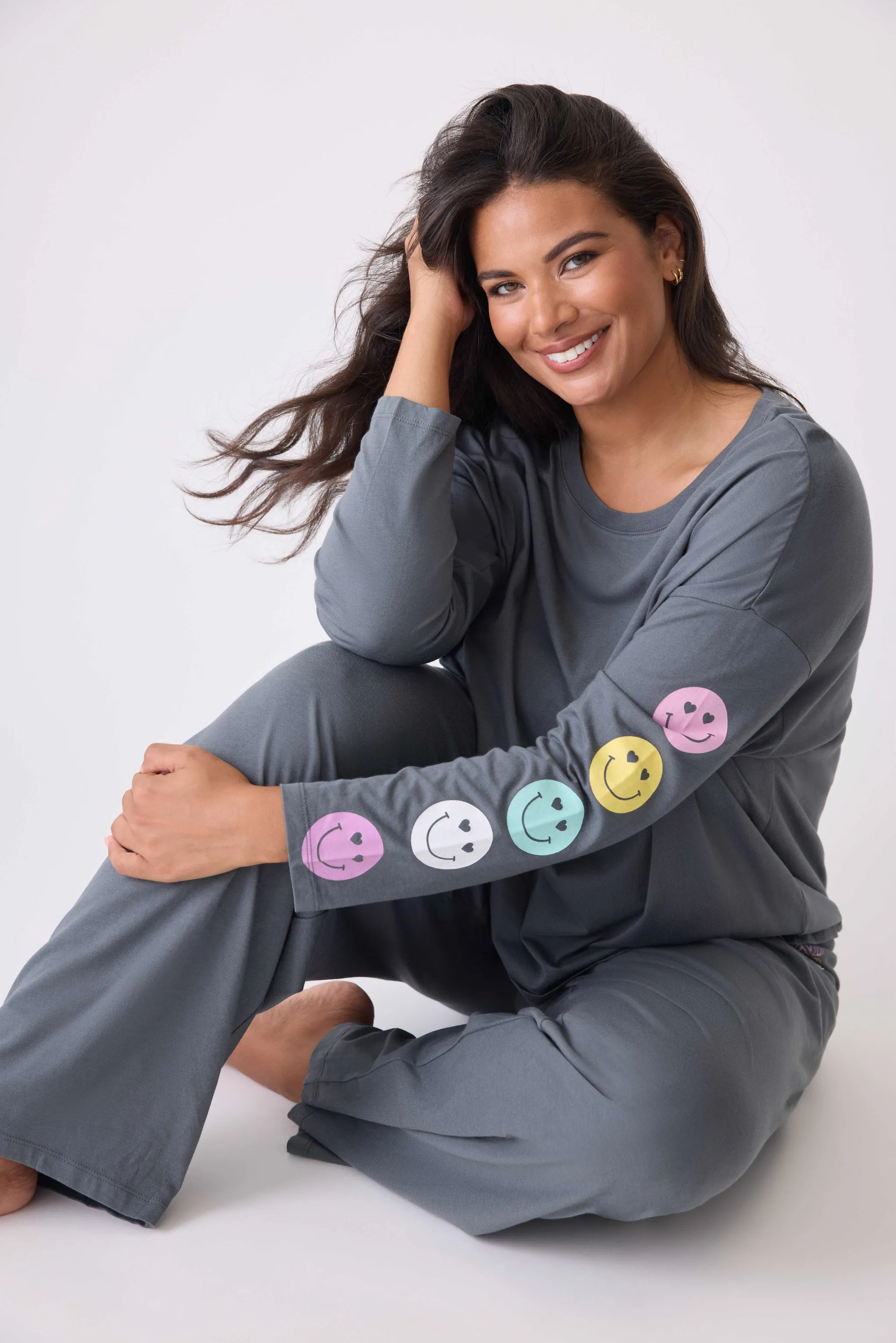 Smiley Cotton Lounge Set - Extended Sizes
