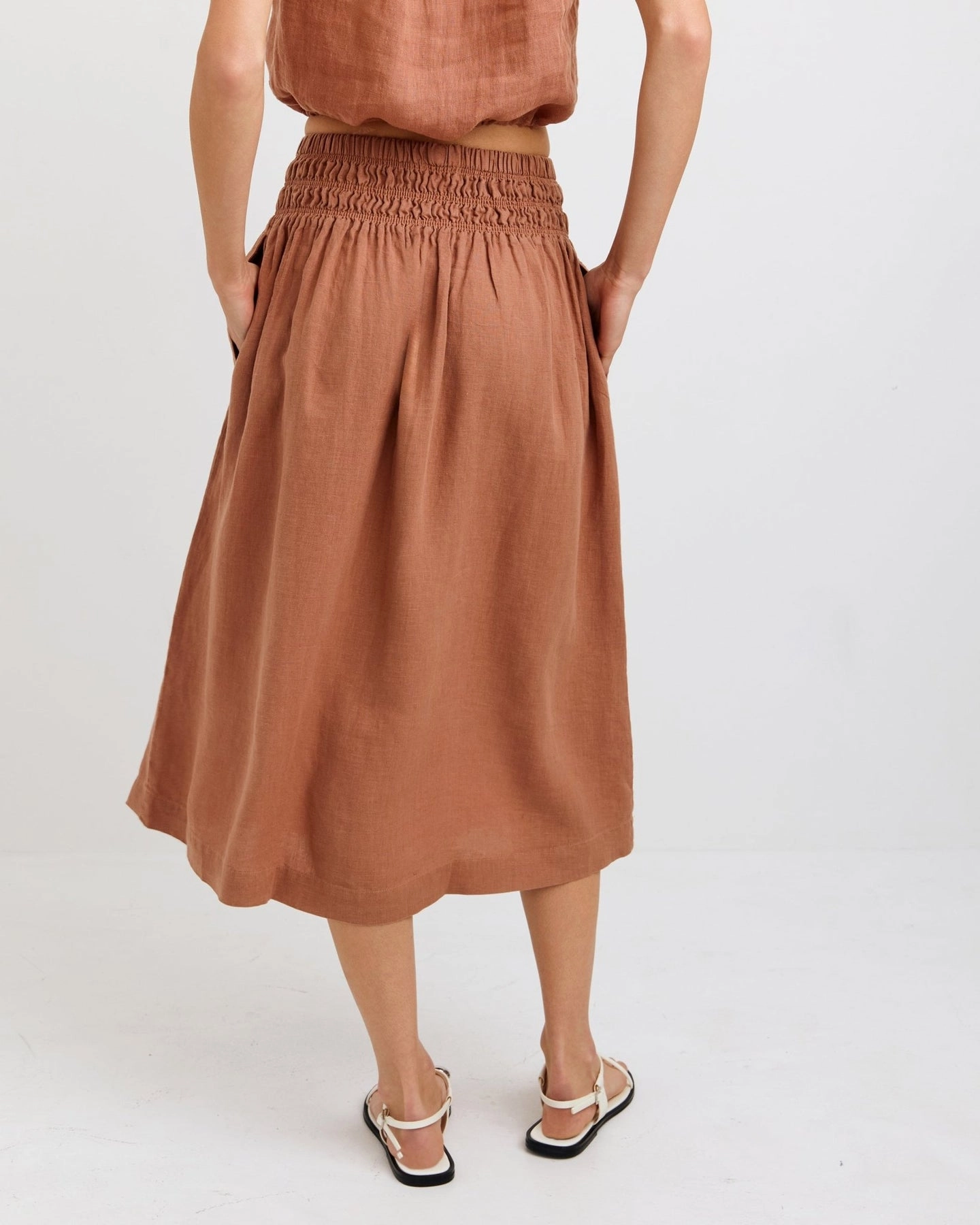 SMOCKED WAIST GATHERED SKIRT Travel Vibes