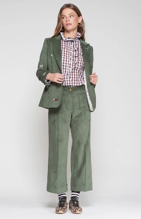 Workwear Dorin Corduroy Straight Trouser in Pana Hunter Green