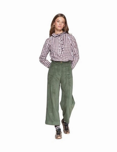Dorin Corduroy Straight Trouser in Pana Hunter Green Minimal Vibe