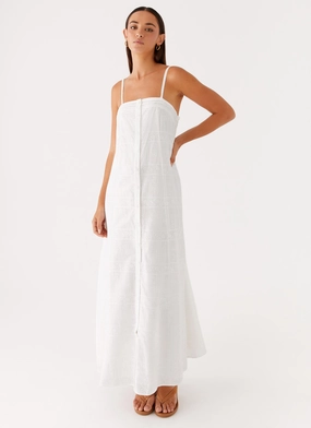 Smocked-Detail Comfortable and Fashionable Cole Maxi Dress - White