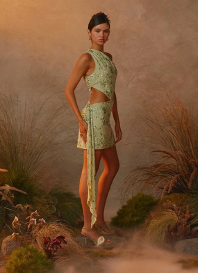Juelz Beaded Mini Dress - Lime Mood Casual