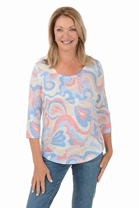 Groovy Boat Neck Slub Knit Top Relaxed Sweatshirt