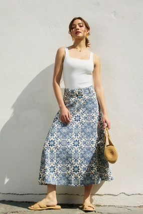 Subtle Detail Bestseller Item MARISSA MOSAIC BELTED MIDI SKIRT