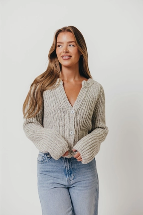 High Thread Count Cotton LowProfileZipperSystem Pepper Cardigan Top in Heather Cloud